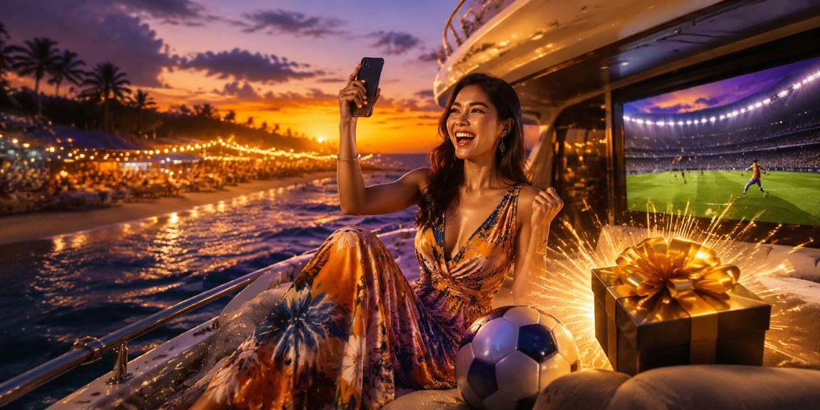 Suasana santai bermain slot jackpot online via smartphone di tepi laut