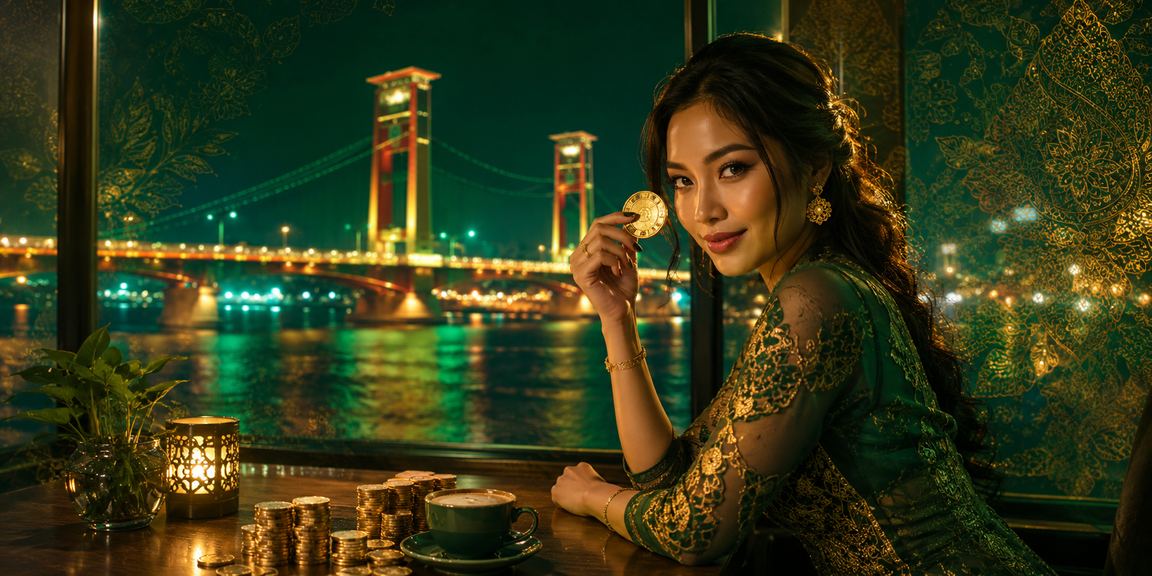 Ilustrasi antarmuka taruhan seluler jawatogel berwarna gelap dan emas